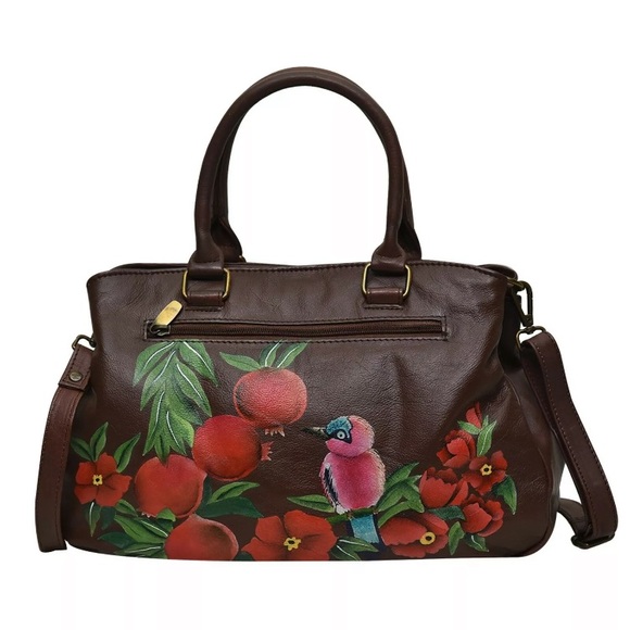 SUKRITI New Leather Hand painted Women Shoulder Hand Bag Bird Design - Picture 3 of 6